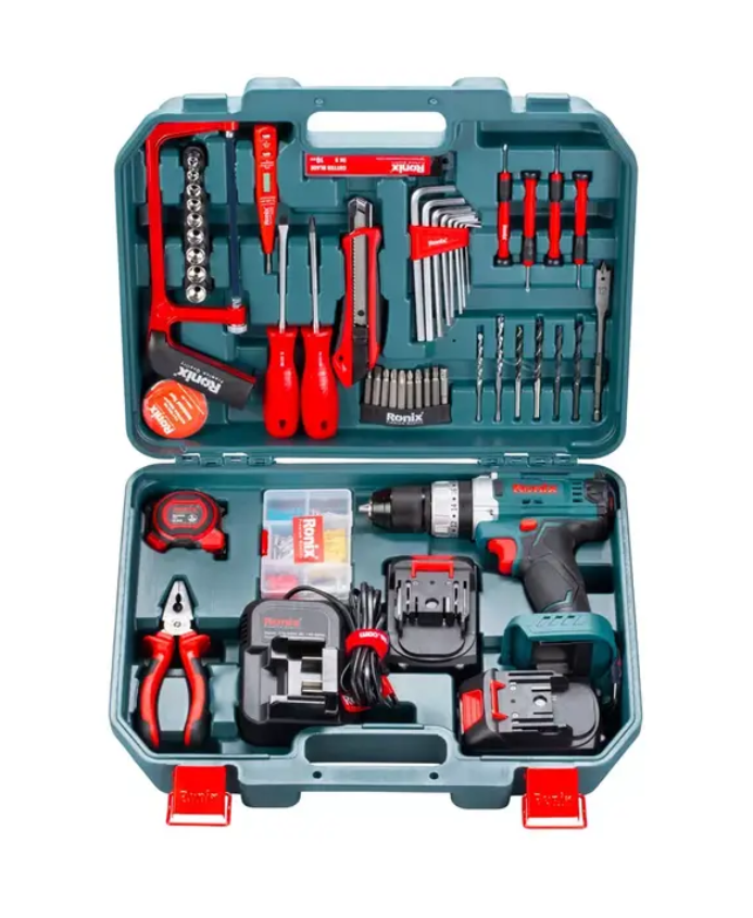 کیت دریل شارژی 20 ولت دو باتری 53 پارچه رونیکس مدل RS-8620